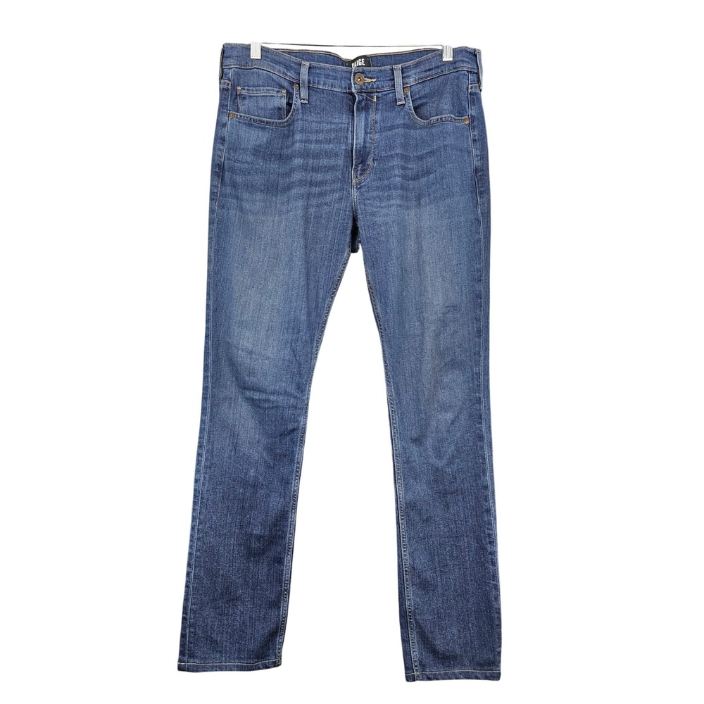 PAIGE Women's Straight Leg Jeans Medium Wash Blue Size 33 Designer Denim